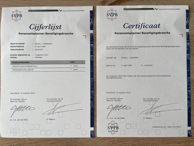 Geregistreerd beveiligingsdiploma pas kopen met DUO of LED