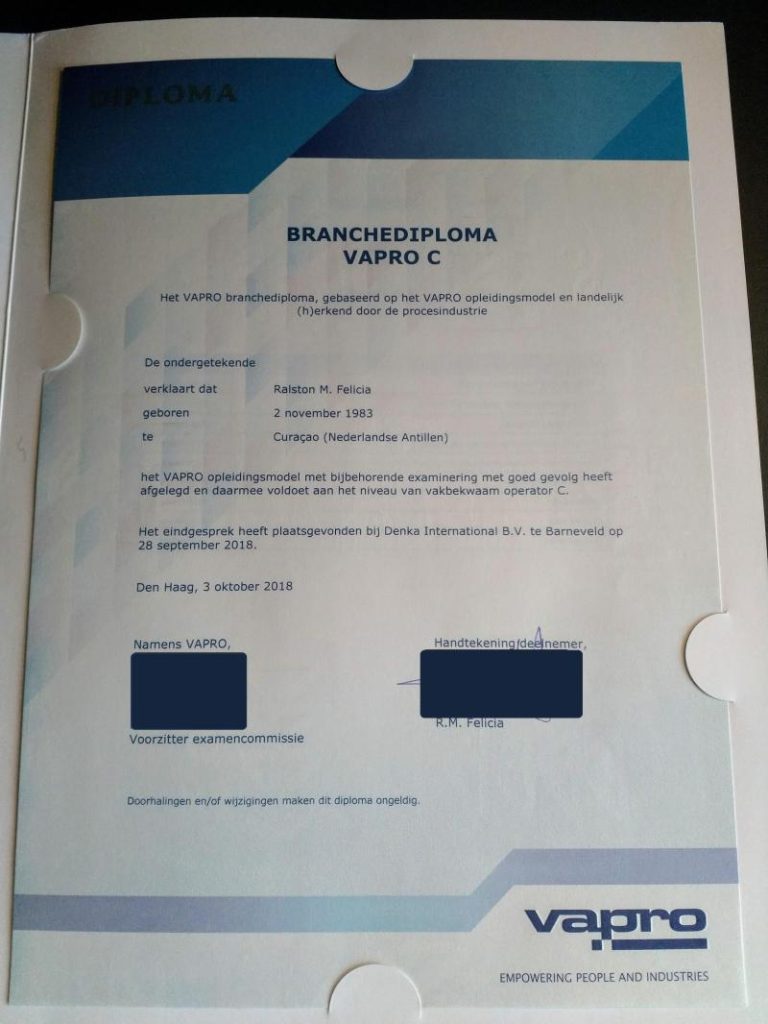VAPRO diploma kopen met registratie erkend certificaat