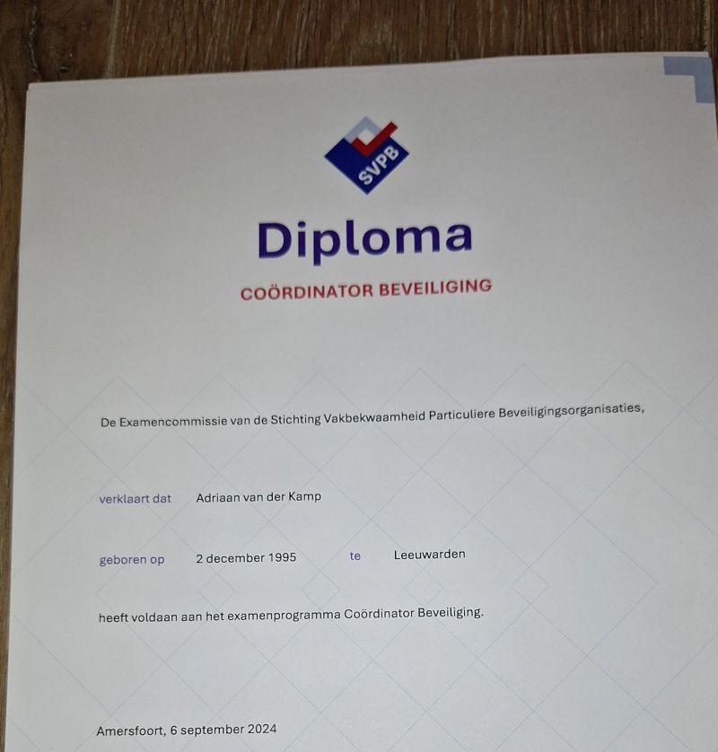 blauwe grijze pas beveiligings diploma kopen